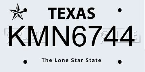 KMN6744 Texas License Plate