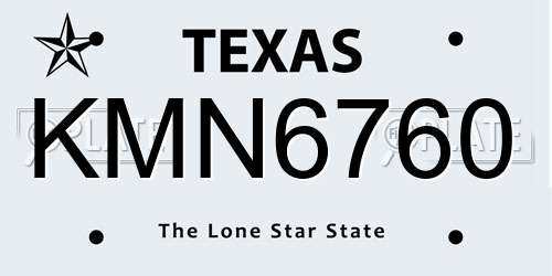 KMN6760 Texas License Plate