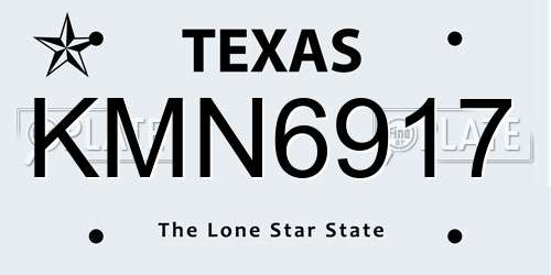 KMN6917 Texas License Plate