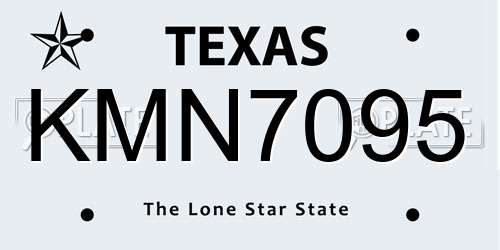 KMN7095 Texas License Plate