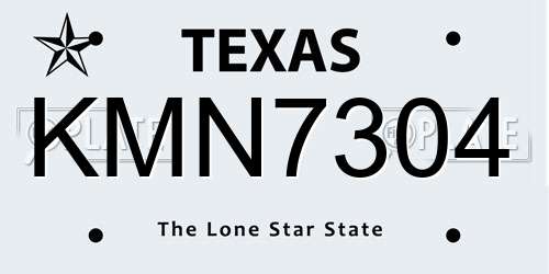 KMN7304 Texas License Plate