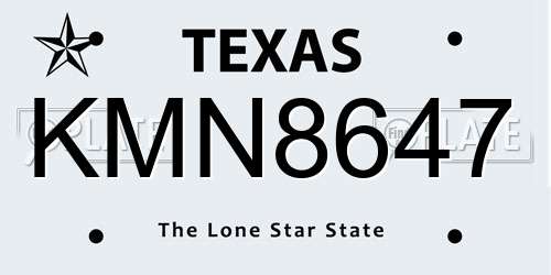 KMN8647 Texas License Plate