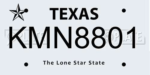 KMN8801 Texas License Plate