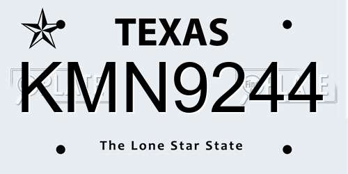 KMN9244 Texas License Plate