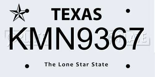 KMN9367 Texas License Plate