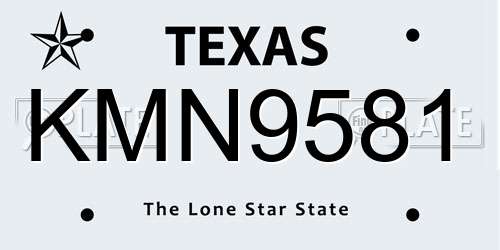 KMN9581 Texas License Plate