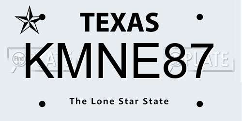 KMNE87 Texas License Plate