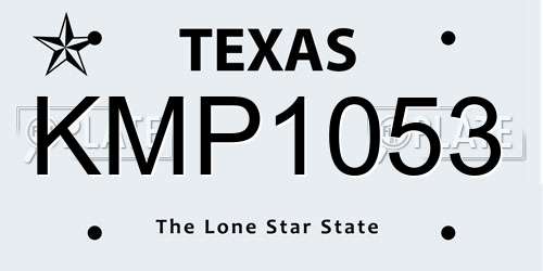 KMP1053 Texas License Plate