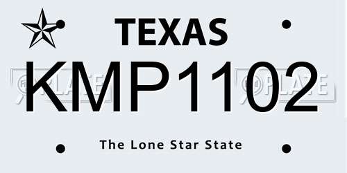 KMP1102 Texas License Plate