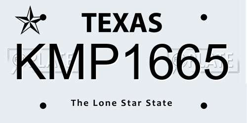 KMP1665 Texas License Plate