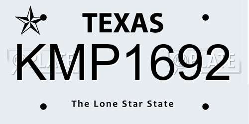 KMP1692 Texas License Plate