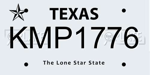 KMP1776 Texas License Plate
