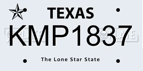 KMP1837 Texas License Plate