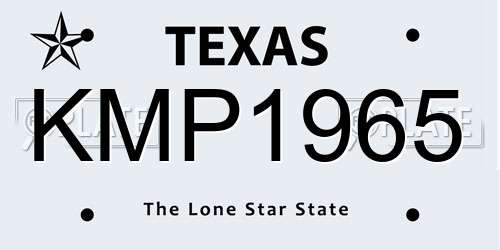 KMP1965 Texas License Plate