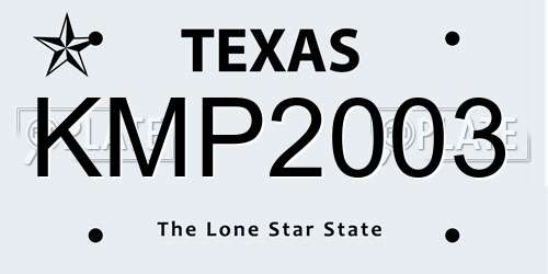KMP2003 Texas License Plate