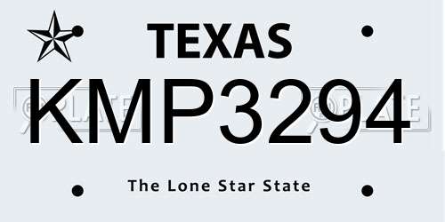 KMP3294 Texas License Plate