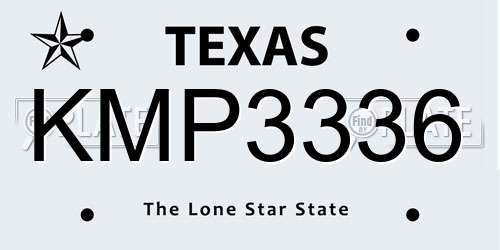 KMP3336 Texas License Plate