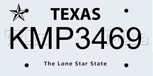 KMP3469 Texas License Plate