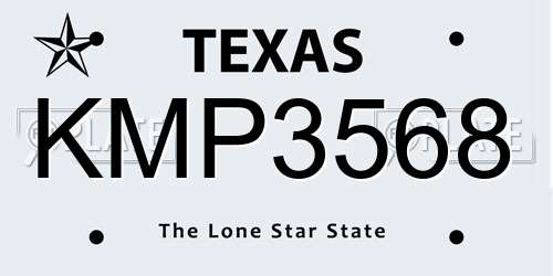 KMP3568 Texas License Plate