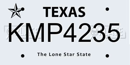KMP4235 Texas License Plate