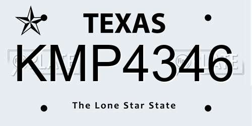 KMP4346 Texas License Plate