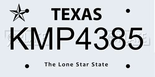 KMP4385 Texas License Plate