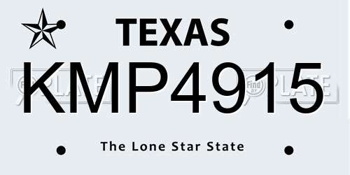 KMP4915 Texas License Plate