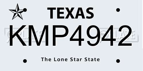KMP4942 Texas License Plate
