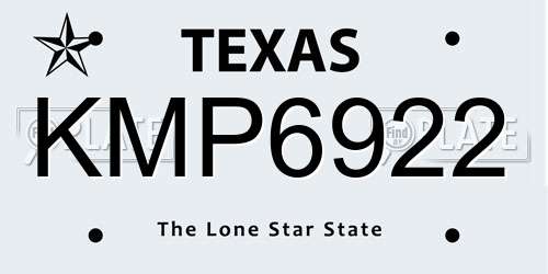 KMP6922 Texas License Plate