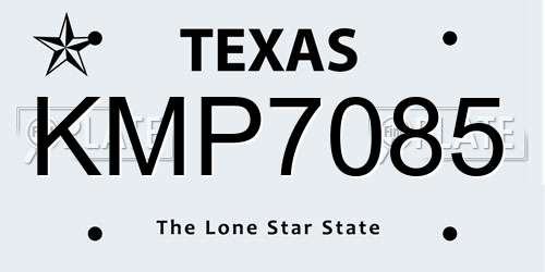 KMP7085 Texas License Plate