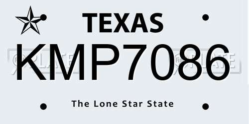 KMP7086 Texas License Plate