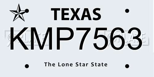 KMP7563 Texas License Plate