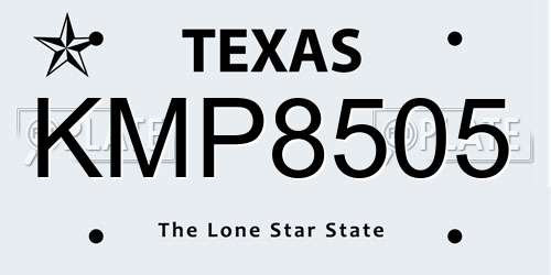KMP8505 Texas License Plate