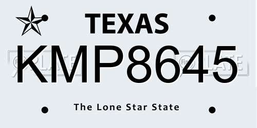 KMP8645 Texas License Plate