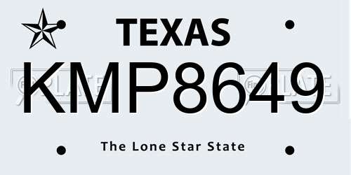 KMP8649 Texas License Plate