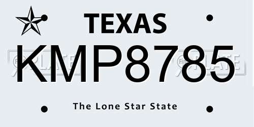KMP8785 Texas License Plate