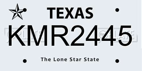 KMR2445 Texas License Plate