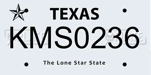 KMS0236 Texas License Plate