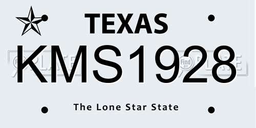 KMS1928 Texas License Plate
