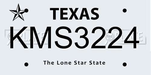 KMS3224 Texas License Plate