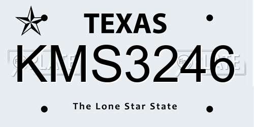 KMS3246 Texas License Plate