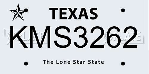 KMS3262 Texas License Plate