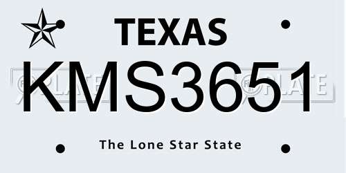 KMS3651 Texas License Plate
