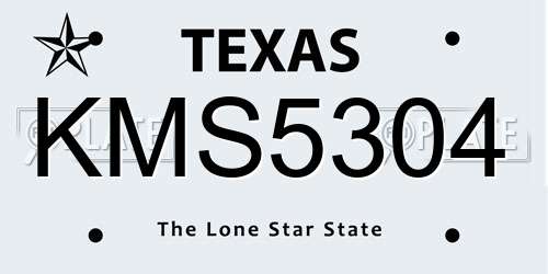 KMS5304 Texas License Plate