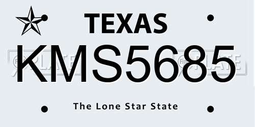 KMS5685 Texas License Plate