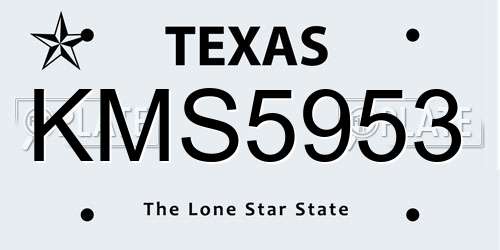 KMS5953 Texas License Plate