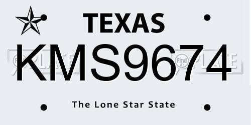 KMS9674 Texas License Plate