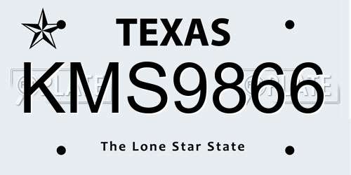 KMS9866 Texas License Plate
