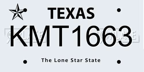 KMT1663 Texas License Plate
