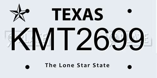 KMT2699 Texas License Plate